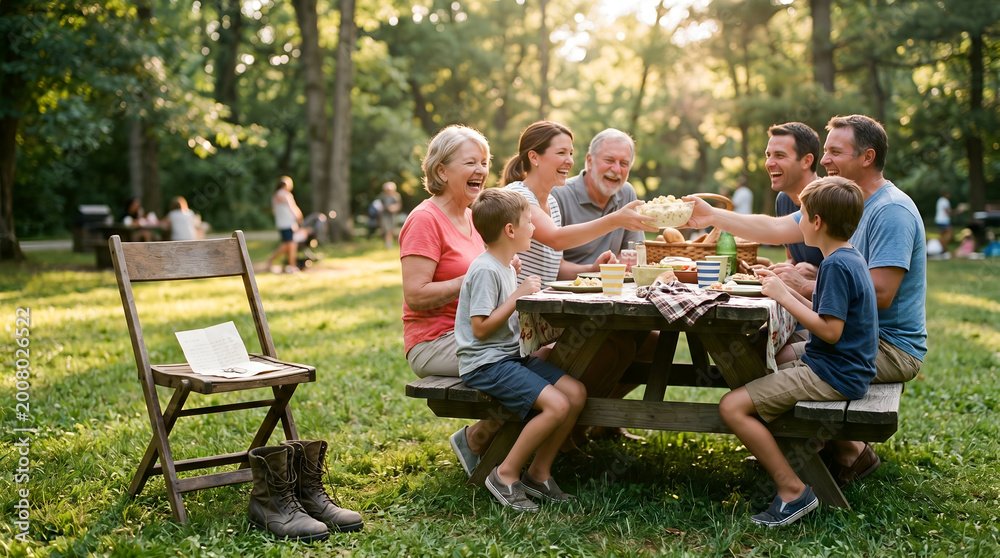Multigenerational family picnic